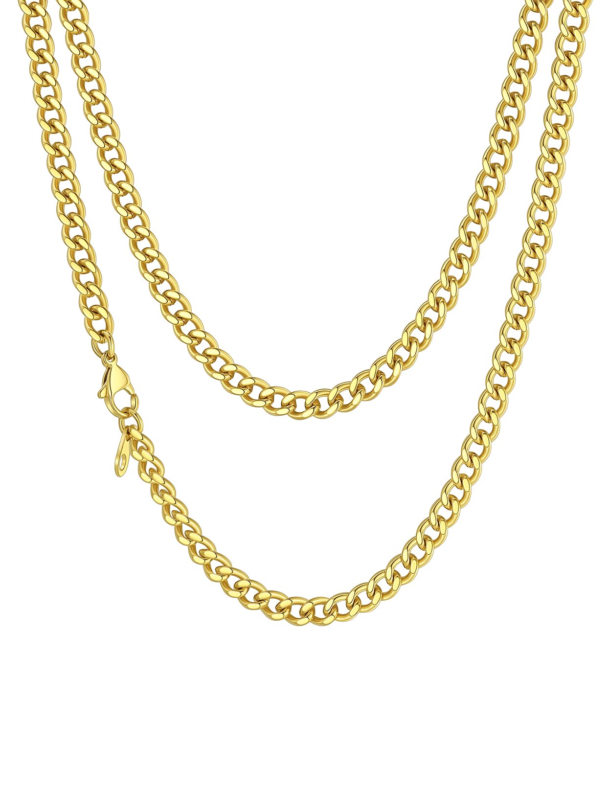 Richsteel Necklace for Men Gold Cuban Chain Strong Link Jewellery 3mm Miami Curb Chains Hip Hop Rapper Necklaces 18" inches