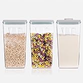 Ankou Airtight Pop Cereal Container, 3300ml Each Large Cereal Containers with Scoops Food Storage Canister Dispenser Perfect For Cereal Flour Spaghetti Rice Kitchen Organizing 3.5qt