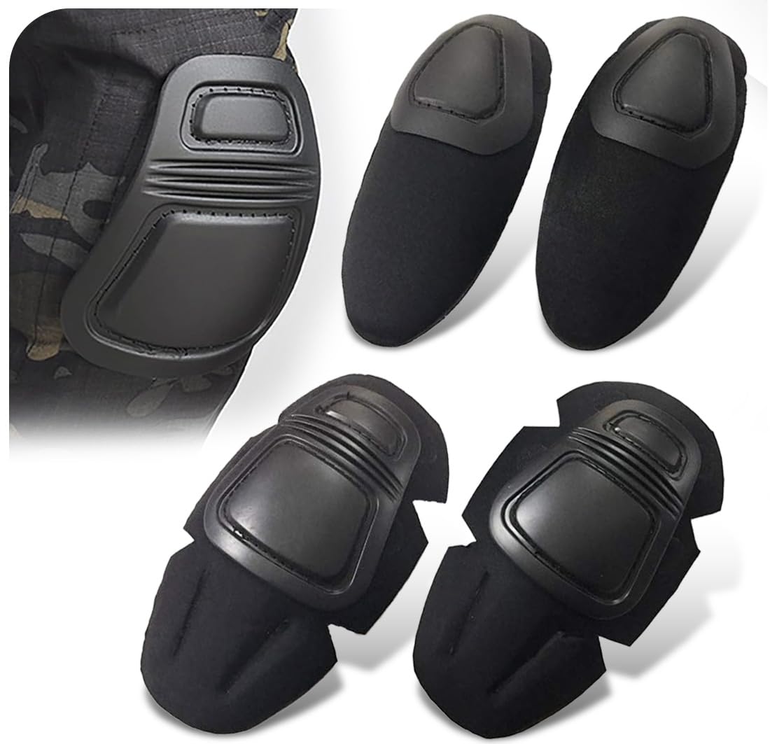 WorldShopping4U Military Paintball Elbow Knee Pads Airsoft Combat Protective Set Safety Gear (Black)