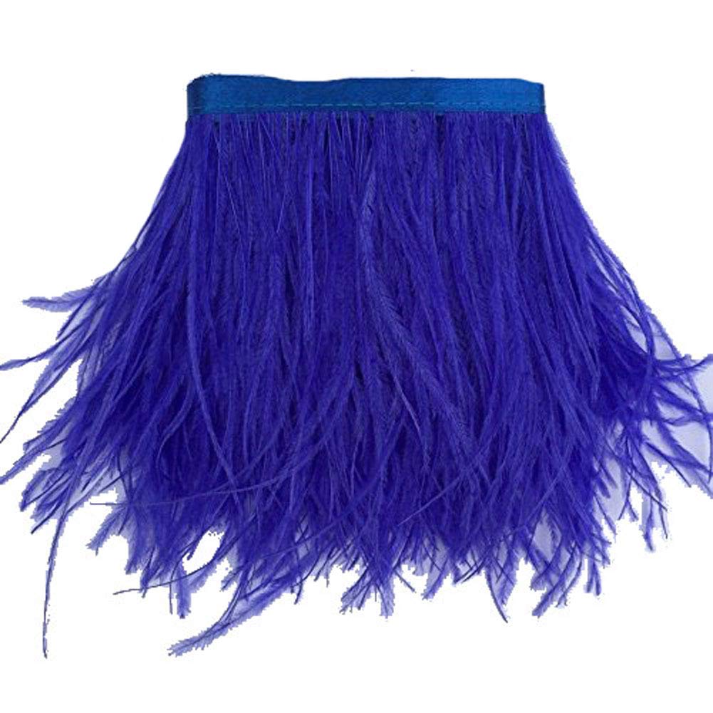 KOLIGHT Pack of 1.8m Natural Dyed Ostrich Feathers (9~12cm) Trim Fringe for DIY Dress Sewing Crafts Costumes Decoration (Blue)