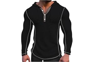 Lenkho Long Sleeve Hoodie Shirts for Men Big and Tall Tee Tops Lightweight Work Tshirt Hoodies Casual Buttons Henley Shirts