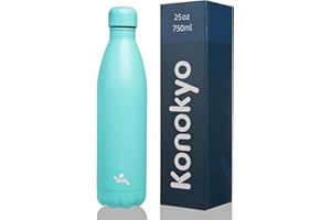 Konokyo Insulated Water Bottles,25oz Double Wall Stainless Steel Vacumm Metal Flask for Sports Travel,Turquoise