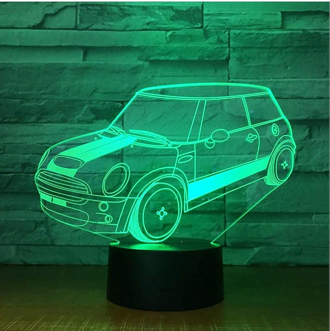 Gyjcd Lámpara 3D Cooper Car Usb Night Light Multicolors Lava Led