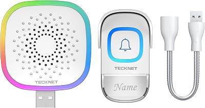 TECKNET Mini Wireless Doorbell RGB Light IP66 400M 60 Melodies 5 Level Volume