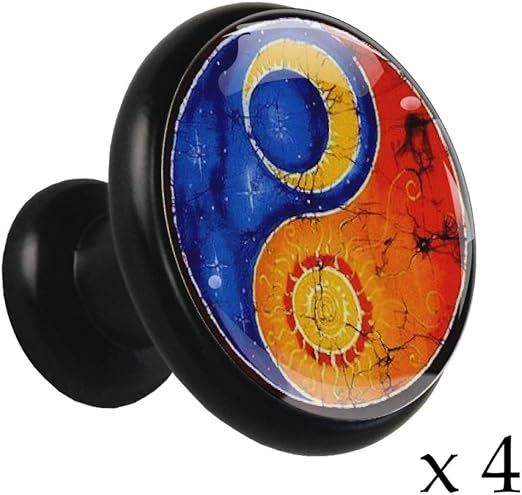 Sun Moon Gossip Alloy Cabinet Knobs Round 4 Pieces Pulls Cupboard