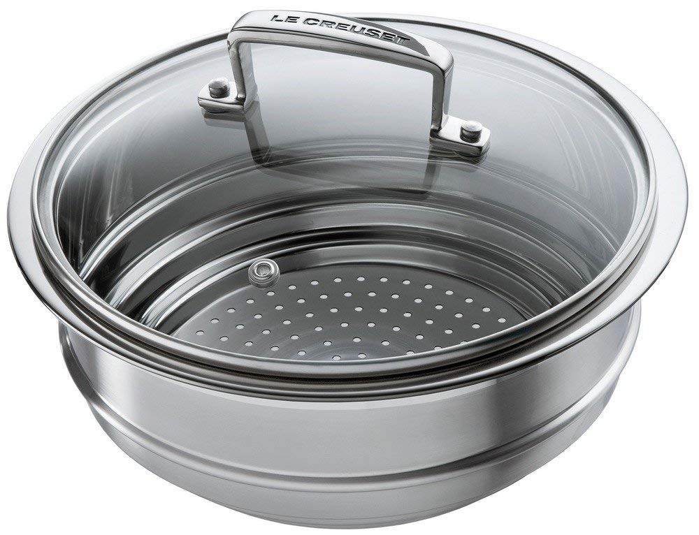 Le Creuset 3-Ply Stainless Steel Multi Steamer Insert with Glass Lid, for use with 3Ply Stainless Steel Pans, 16 cm to 20 cm, 96201900001000 — image 1