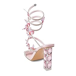 VOZTOLLS Strappy Heels for Women Rhinestone Crystal