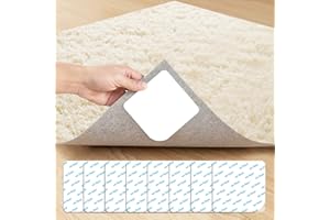 ZC GEL Carpet Stickers 8 Pcs, Invisible Adhesive Rug Stopper Keep Rug in Place and Make Corner Flat, Easy to Install and No Damage to Floor, Perfect Rug Sticker for Hardwood Floors and Tile