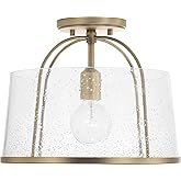 HomePlace Lighting 247011AD Madison Transitional Clear Seeded Glass Dual Mount Convertible Pendant/Semi-Flush Ceiling Light, 