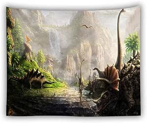Yijiujiu Tapices de Animales Antiguos Dinosaurio y montañas Bohemio