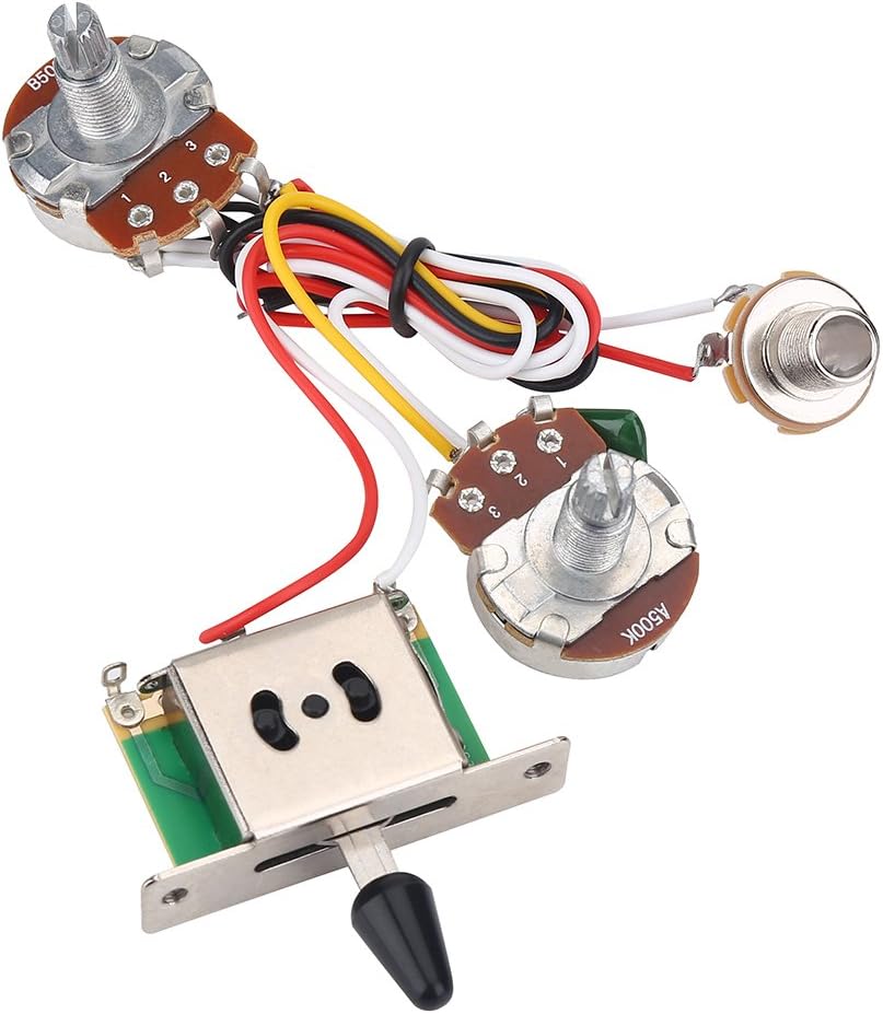 Dilwe Guitar Wiring Harness Set, Prewired 500K 3 Way Push Pull Switch