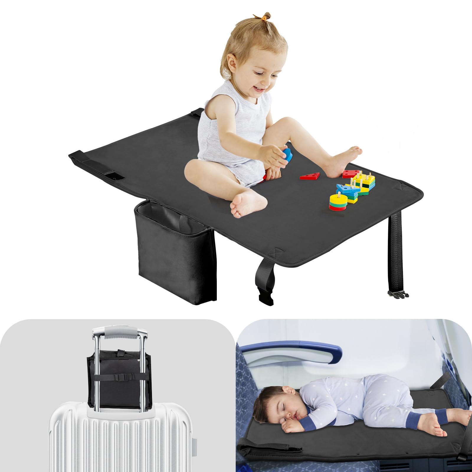Photo 1 of Trekbabe Toddler Airplane Bed, Airplane Seat Extender for Kids, Baby Travel Essentials, Black