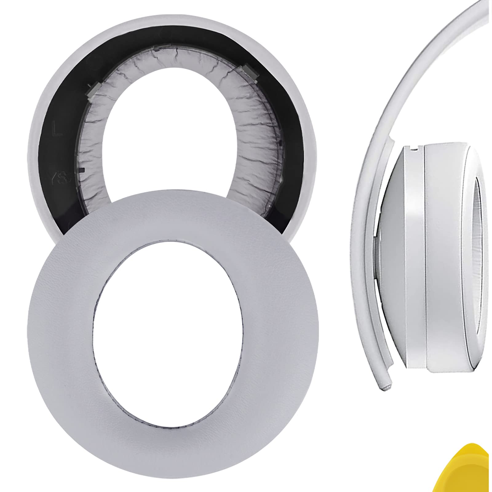Geekria Replacement Ear Pads for Sony PlayStation New Version 2018, PS4 Gold Wireless 500 Million Limited Edition Headphones (Grey)