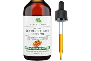 Jeune Naturelle Sea Buckthorn Oil Organic, From Fruit & Seeds, 100% Pure RAW Virgin Cold-Pressed Undiluted Unrefined, Fast Absorbing, Travel Size, Non-Comedogenic