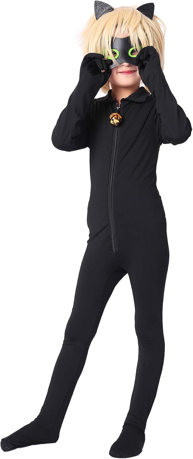 Black Cat Noir Costume With Wigs Kids Ladybug Cosplay Jumpsuit Boys Girls For Halloween Christmas Party Bodysuit