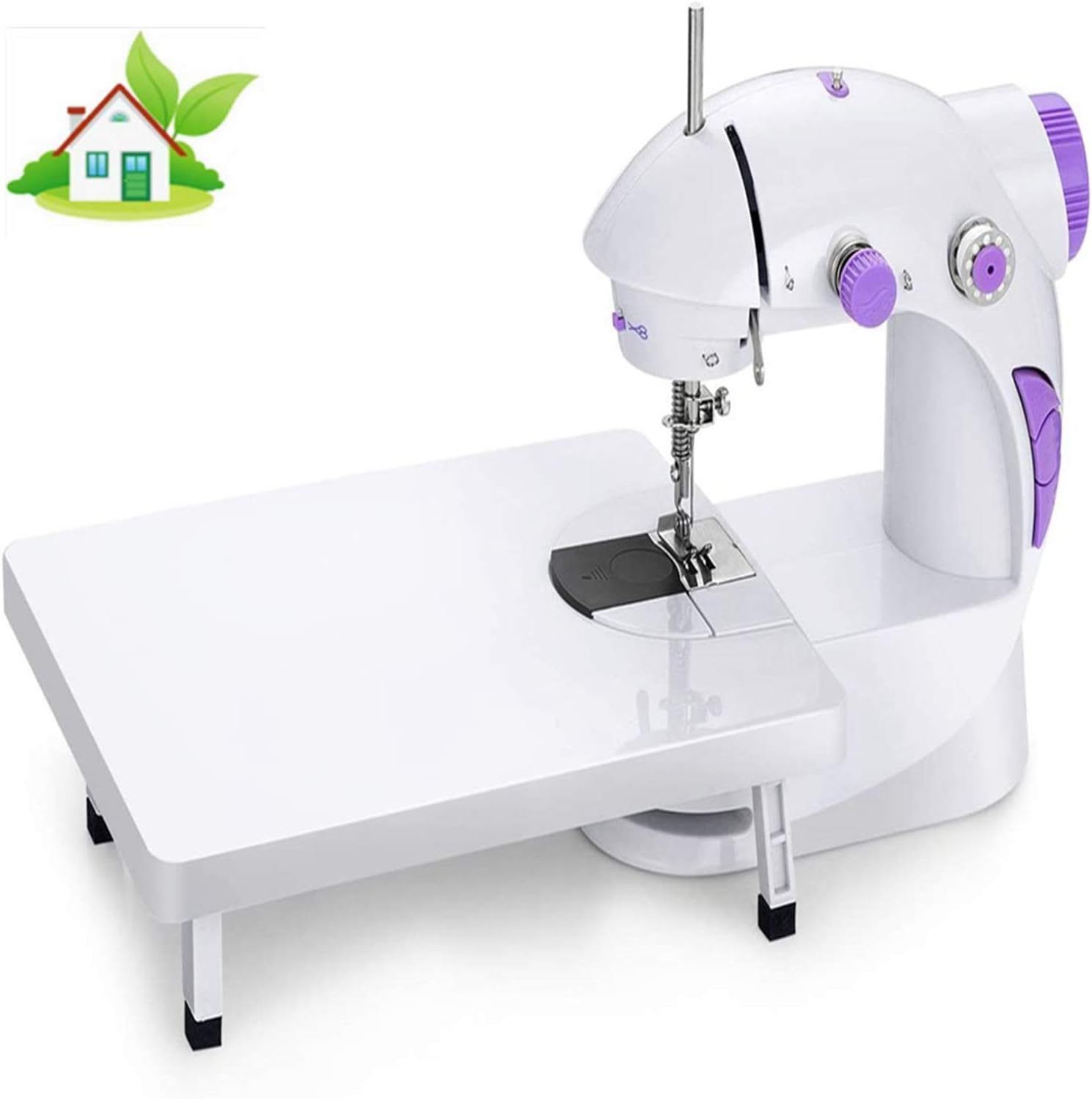 Mini Portable Sewing Machine with Extension Table,Adjustable Double Speed Crafting Mending Machine with Foot Pedal,for Household Kids Beginners (201)
