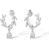 Santuzza 925 Sterling Silver Gemstone Flower Dangle Studs Earrings for Women