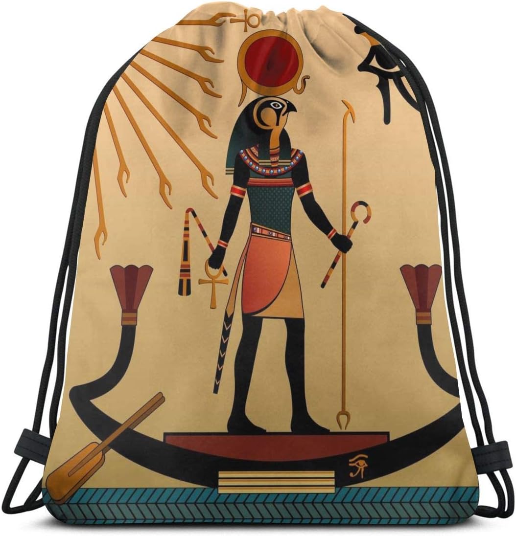 Elsaone Ancient Egyptian Artwork Drawstring Backpack Bag Men Women