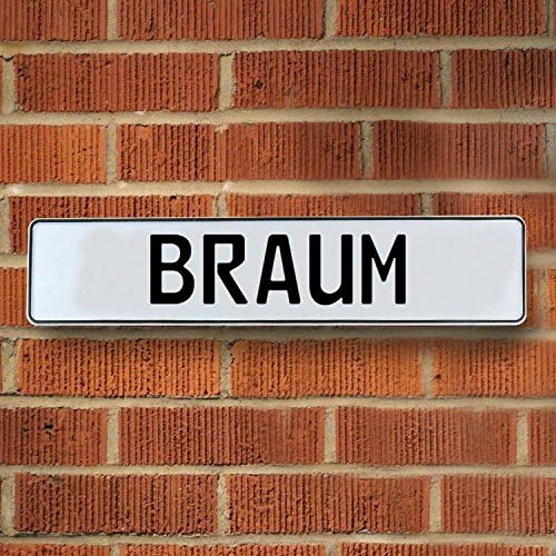 Vintage parts USA VPAYE421 Braum White Stamped Aluminum Street Sign Mancave Wall Art
