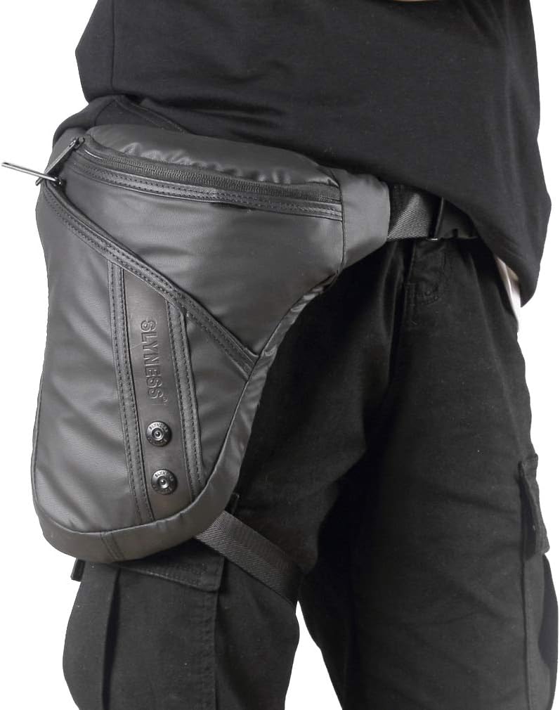 Xieben Nylon Drop Leg Bag for Men Women Motorcycle Bike Hip Bum Belt Waist Fanny Pack Travel Outdoor Camping Tactical Hiking Cycling Crossbody Shoulder Pouch Black