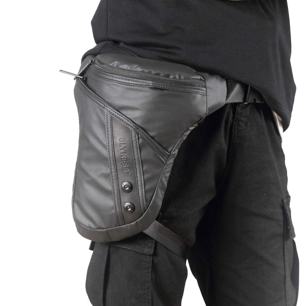 Xieben Nylon Drop Leg Bag for Men Women Motorcycle Bike Hip Bum Belt Waist Fanny Pack Travel Outdoor Camping Tactical Hiking Cycling Crossbody Shoulder Pouch Black