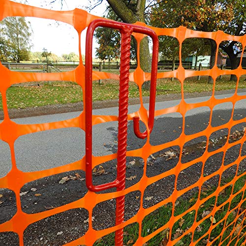 UvV-Shop (ES-Team Consult GmbH) Set 4 Absperrhalter und 10 Meter Fangzaun, Absperrnetz, Maschenzaun, Bauzaun auf Rolle Kunststoff extrem Reissfest, 150 gr qm – Bild 3