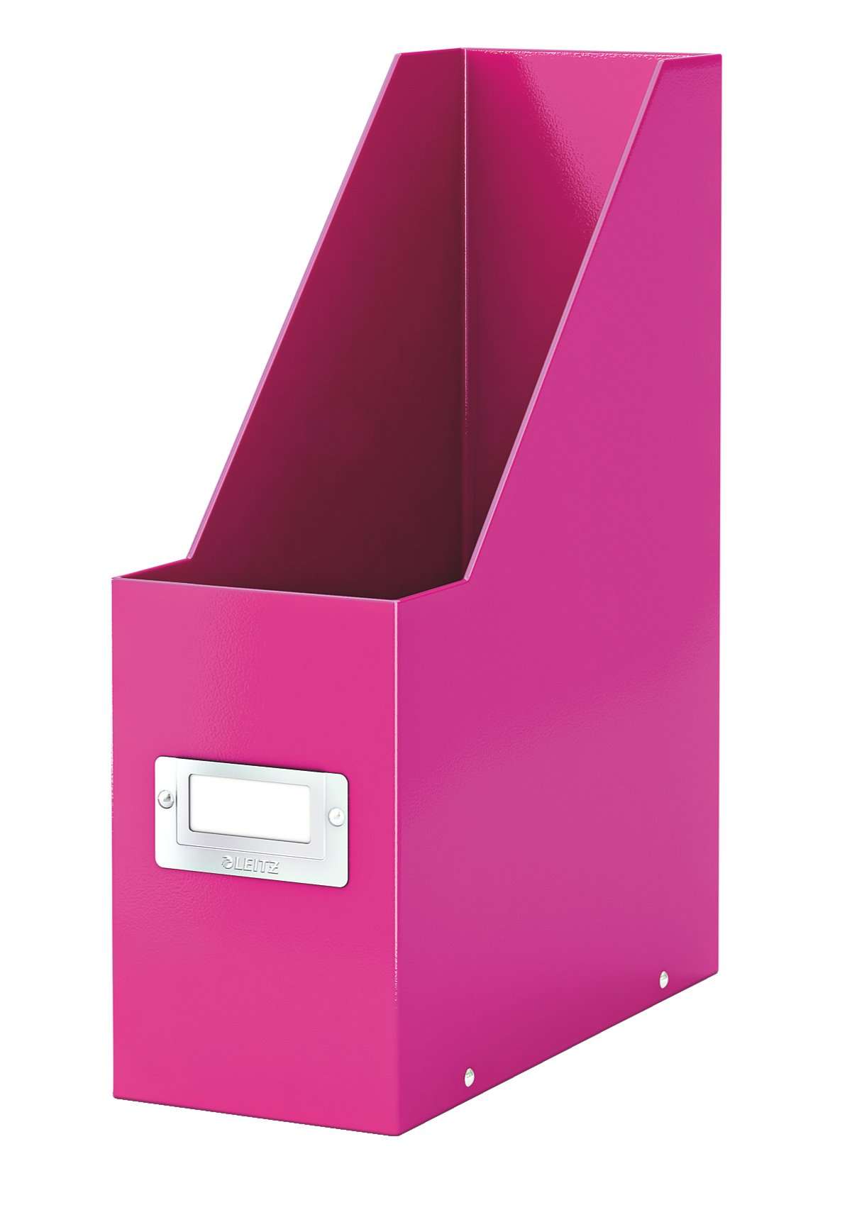 Leitz Magazine File Holder, A4, Cardboard Document Storage Box with Label, Foldable, for Home, Office & School, Click and Store Range 60470023 - Pink