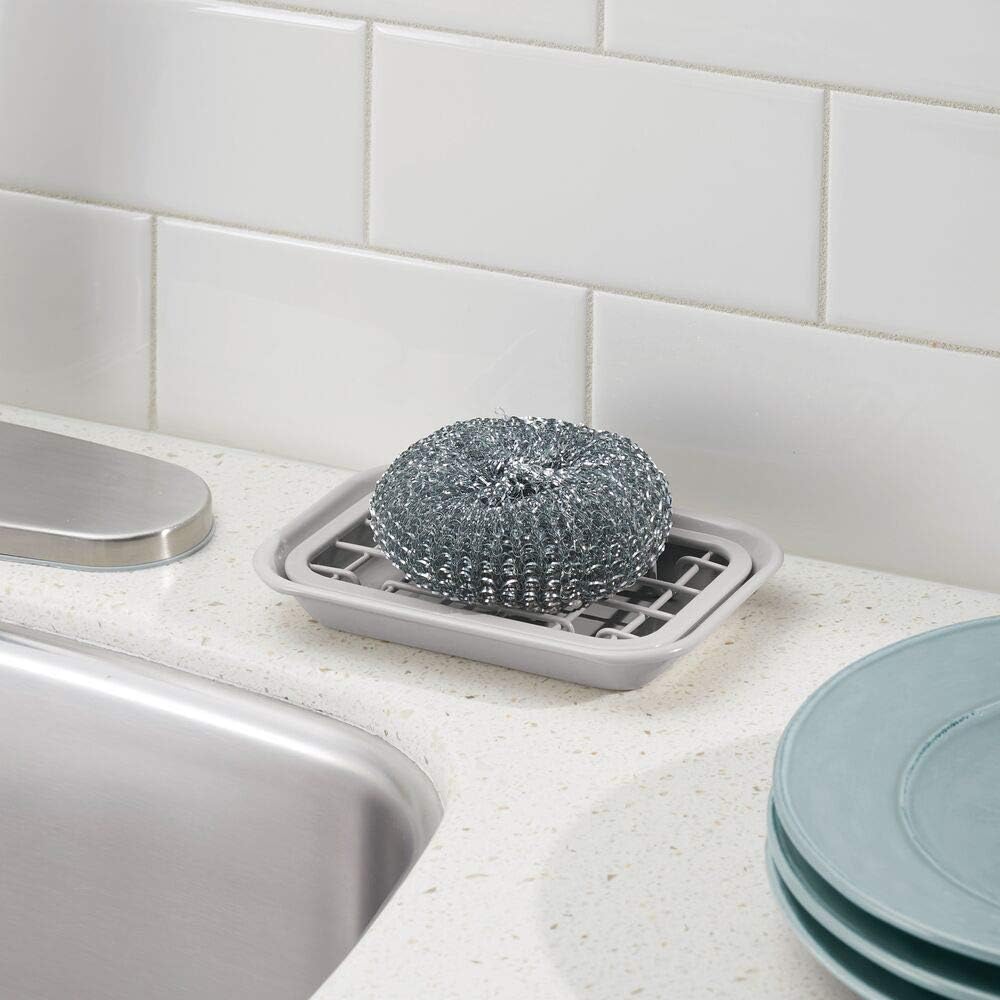 mDesign Set of 2 Soap Dish — Metal Soap Holder with Drainage Grid