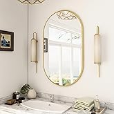 BEAUTYPEAK Bathroom Mirrors for Wall, 36"X24" Gold Oval Mirror with Metal Frame, Wall Mounted for Living Room Bedroom Bathroo