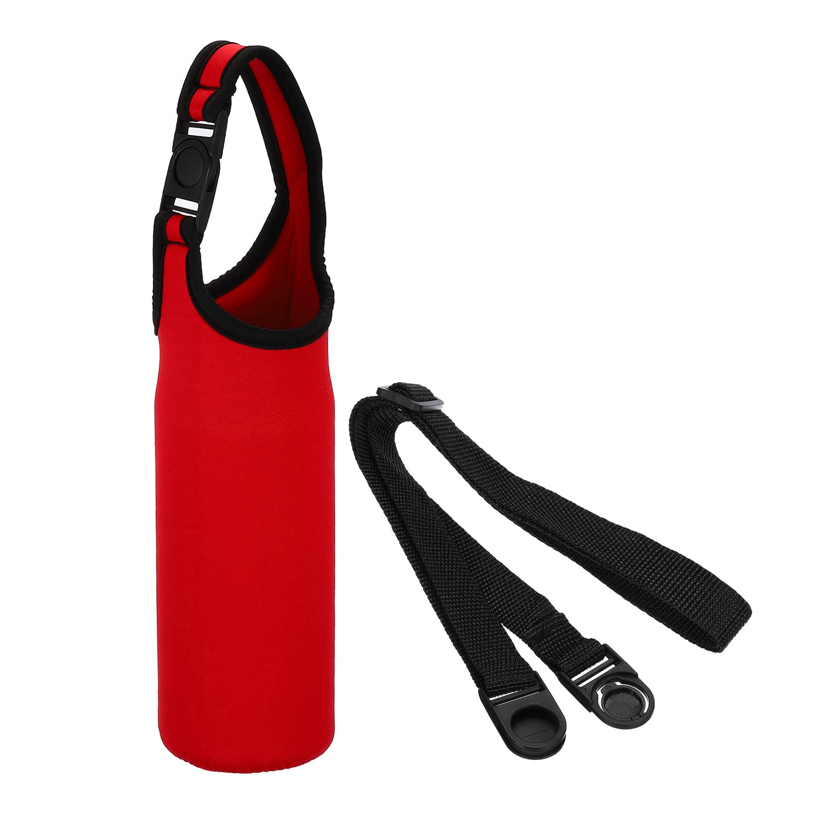 PATIKIL 67mmx185mm Water Bottle Sling Bag, 1 Pack Neoprene Portable Insulated Bottle Holder Carrier with Removable Adjustable Shoulder Strap, Red