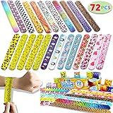 JOYIN Toy 72 PCs Slap Bracelets Valentines Day Party Favors Pack (24 Designs) with Colorful Hearts Animal Emoji and Unicorn for Valentines Gift and Classroom Exchange