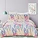 Vaulia Lightweight Microfiber Duvet Cover Set, Bright and Colourful Leaf Printed Pattern, Pink Multi-Color - King