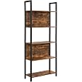VASAGLE 5-Tier Bookshelf, Storage Rack Shelf, Bookcase with Steel Frame, for Living Room, Entryway, Hallway, Office, Rustic B