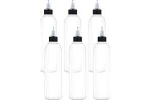 EOSAU 6 Pcs 8oz Plastic Squeeze Bottles with Twist Top Cap, 250ml Clear Dispensing Bottles, Empty Squirt Bottle for Liquids, Sauces, Arts, Crafts, Travel