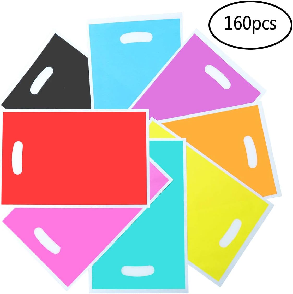 MotBach 160 Pack 8 Colors Party Favor Bags, Plastic Bags, Party Bags for Kid's Birthday Party