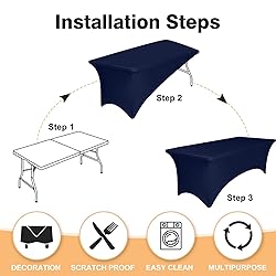2 Pack 4 Feet Navy Spandex Tablecloth for