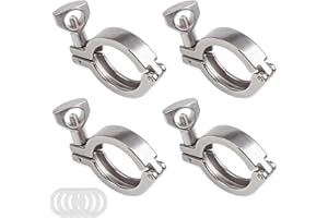 ASelected 1.5 inch Sanitary Tri-Clamp, 304 Stainless Steel Single Pin Heavy Duty 1.5 Tri Clamp Clover with Wing Nut for Ferrule 1.5 TC Clamp (4 Pack)