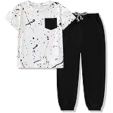 Vitalique Boys Clothes 2 Piece Size 5-13 Years Short Sleeve T-Shirt & Pants Casual Boys Summer Fall Outfits Set