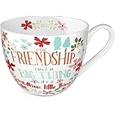 MFoffice Friendship Coffee Mug, Premium 20 oz Bone China Coffee Tea Hug Mug, Perfect Birthday, Holiday, and Christmas Gift for Women and Female Friends, Designed in England by Harvest Green Studio