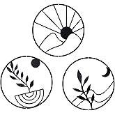 OYEFLY Boho Metal Wall Decor - 3 Black Round 10in Wall Art