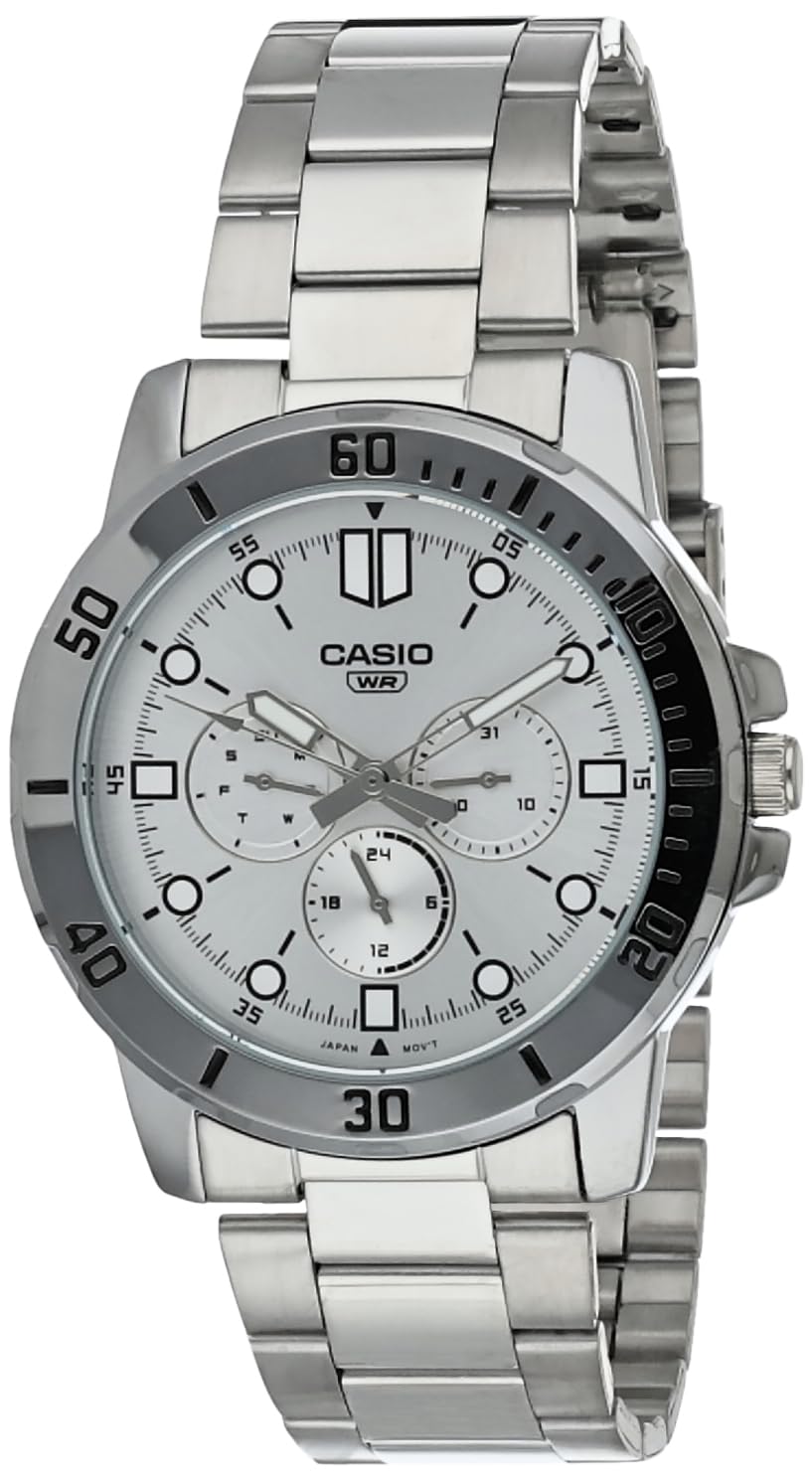Casio Unisex Brown Analogue Watch, Silver, Classic