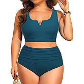 Aqua Eve Women Plus Size High Waisted Bikini - Two Piece Swimsuit Tummy Control Bathing Suit V-Wired 2025 Swimwear
