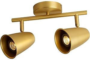 A AISILAN Aisilan Gold LED Adjustable Track Light Head, 7W GU10 Two Bulb Fixed Rail with Rotating Heads, 3000K Modern Interior Spotlight Indoor for Kitchen Painting and Living Room Accent Lighting