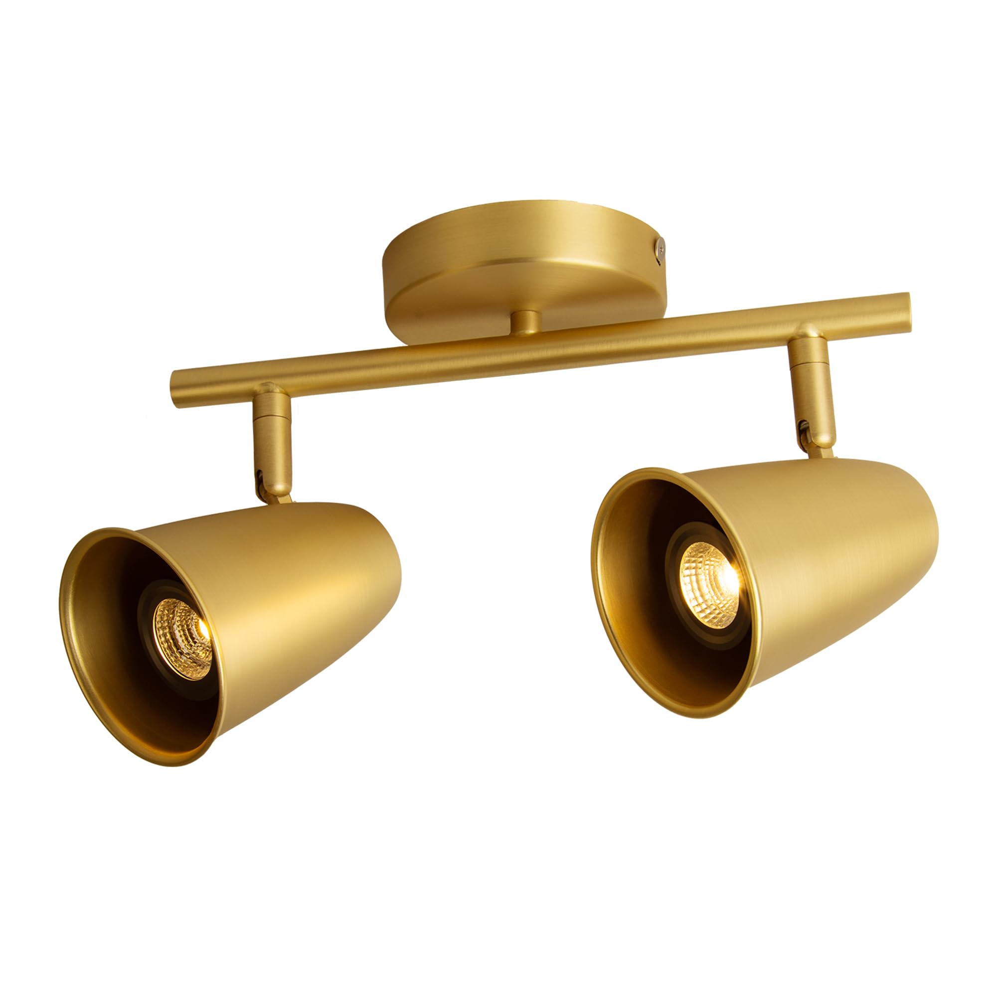 Photo 1 of Aisilan Gold LED Adjustable Track Light Head, 7W GU10 Two Bulb Fixed Rail with Rotating Heads, 3000K Modern Interior Spotlight Indoor for Kitchen Painting and Living Room Accent Lighting