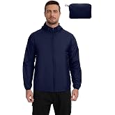 Kitmaz Men's Lightweight Hooded Windbreaker, Packable Rain Jacket | Waterproof, Breathable Fabric, Unisex, Quick-Dry, Zipper, Elastic Cuffs &amp; Hood, For Hiking, Cycling &amp; Outdoor Activities