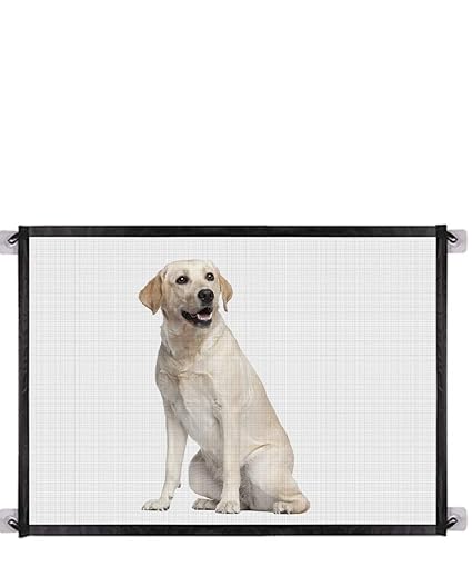 Baby Gate Magic Gate for Dogs,Queenii Pet Safety Guard Mesh Dog Gate,Portable Folding Baby Safety Gates Install Anywhere, Safety Fence for Hall Doorway Wide 40.4