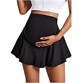 SHENHE Women's Maternity Skirt Ruffle Over The Belly High Waist Workout Gym Maternity Mini Skirt Shorts