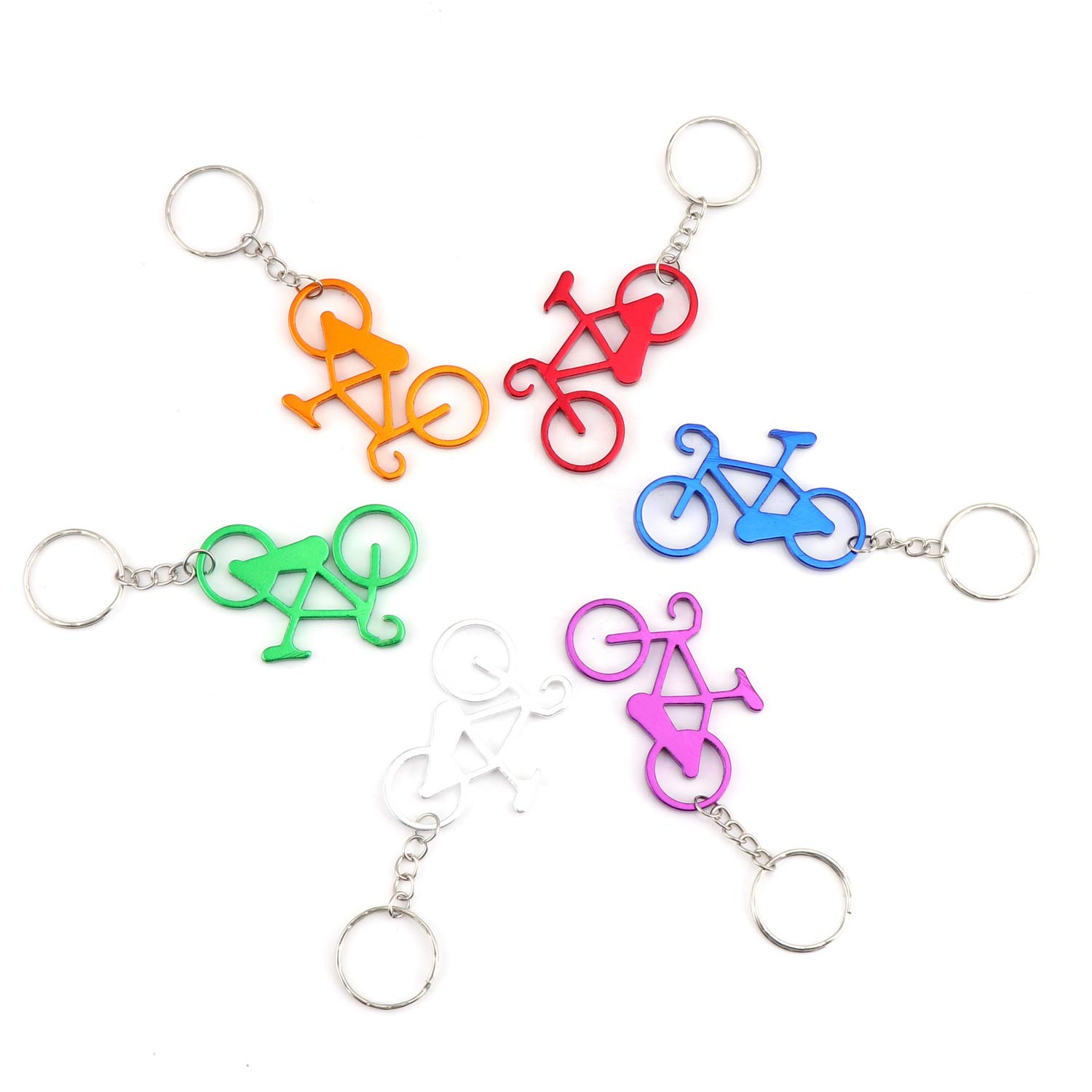 Coolty 24 PCS Beer Bottle Opener Pocket Key Chain Bicycle Bar Small Beverage Keychain Ring