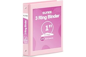SUNEE 3 Ring Binder 1 Inch 1 Pack, Clear View Binder Three Ring PVC-Free (Fit 8.5x11 Inches) for School or Office Supplies, Pink
