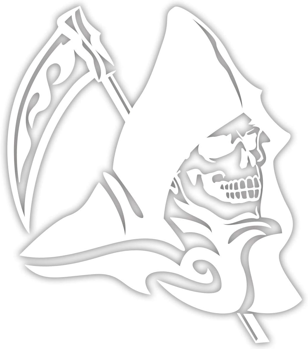 カッティングステッカー スカル ドクロ 死神 トライバル 2 右 160mmx140mm ホワイト 白 ステッカー デカール 車 バイク Amazon